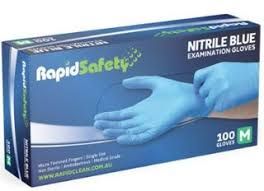 RAPIDSAFETY NITRILE BLUE EXAMINATION GLOVES MEDIUM