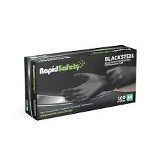 RAPIDSAFETY NITRILE BLACK EXAMINATION GLOVES MEDIUM