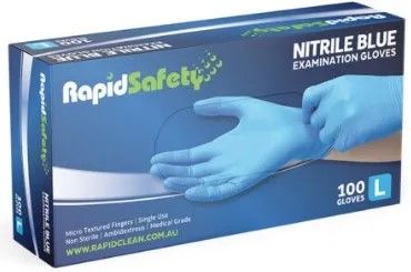 RAPIDSAFETY NITRILE BLUE EXAMINATION GLOVES LARGE