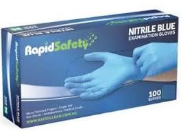 RAPIDSAFETY NITRILE BLUE EXAMINATION GLOVES XLARGE