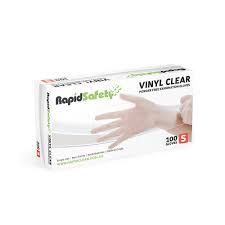 RAPIDSAFETY VINYL CLEAR EXAMINATION GLOVES SMALL