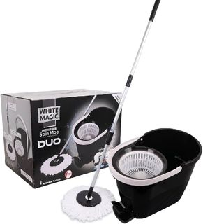WHITE MAGIC SPIN MOP BLACK DUO (HAND/FOOT PRESS)