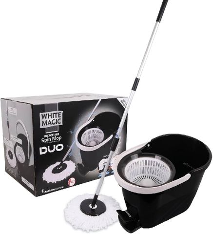 WHITE MAGIC SPIN MOP BLACK DUO (HAND/FOOT PRESS)
