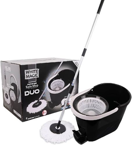 WHITE MAGIC SPIN MOP BLACK DUO (HAND/FOOT PRESS)