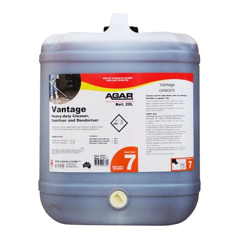 AGAR VANTAGE HEAVY DUTY CLEANER SANITISER & DEODORISER 20L