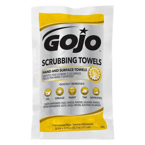 GOJO SCRUBBING TOWEL WIPE (INDIVIDUALLY WRAPPED)