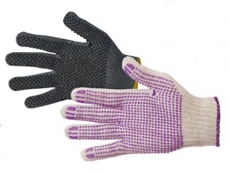 POLY D GREY POLY COTTON GLOVES WITH PVC DOTS PER PAIR