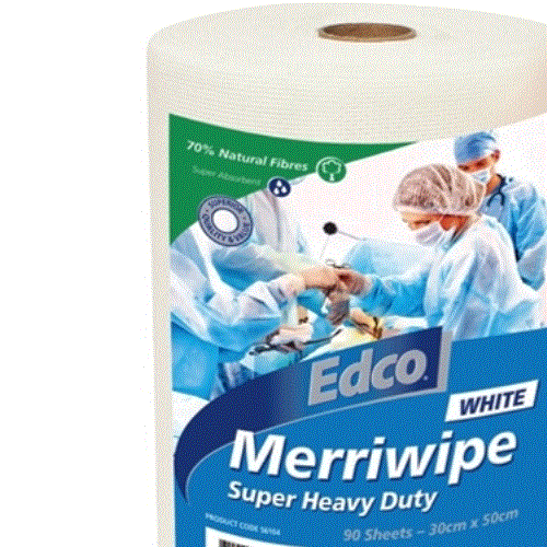 EDCO MERRIWIPE SUPER HEAVY DUTY WIPES ROLL - WHITE