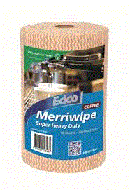 EDCO MERRIWIPE SUPER HEAVY DUTY WIPES ROLL - COFFEE