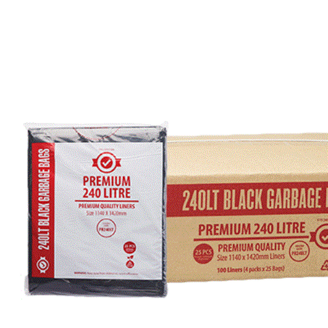 240 LITRE PREMIUM BLACK GARBAGE BAGS