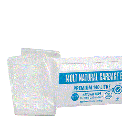 140 LITRE PREMIUM CLEAR NATURAL GARBAGE BAGS