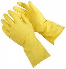 THRIFTY YELLOW FLOCK LINED RUBBER GLOVES (SMALL)