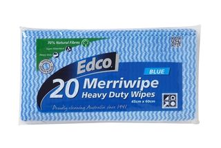 EDCO MERRIWIPE HEAVY DUTY PACKET (19704) -BLUE - (45 X 60CM ) -20- PKT