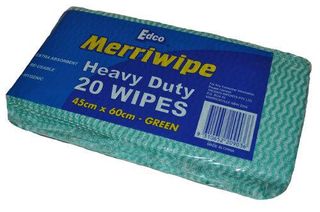 EDCO MERRIWIPE HEAVY DUTY PACKET -(19702) GREEN - ( 45 X 60CM)- 20-PKT