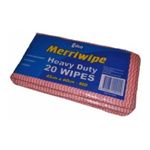 EDCO MERRIWIPESHEAVY DUTY PACKET-(19701) -RED -(45 X 60CM) -20-PKT