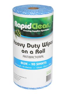 RAPID CLEAN H.D. WIPES ROLL - BLUE - 90 SHEETS - 45MTR - ROLL