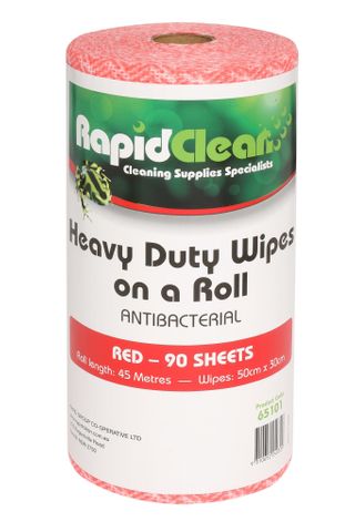 RAPID CLEAN H.D. WIPES ROLL - RED -  90 SHEETS - 45MTR -ROLL