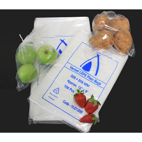 TP 35UM 10 X 8 (255 X 205 MM) LDPE VENTED CLEAR / PLAIN BAGS - 100-PKT