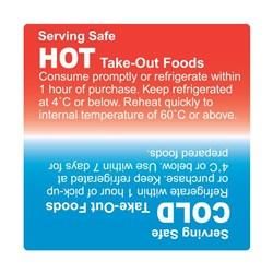 FOOD SAFETY LABEL PERMANENT -10910 -75MM HOT/COLD - 500 ROLL