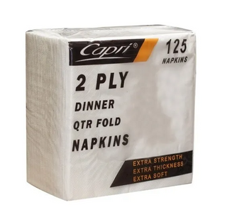 CAPRI DINNER 2PLY QTR FOLD WHITE NAPKIN - 125 - PKT