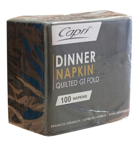 CAPRI DINNER QUILTED 1/4 (QUARTER FOLD) BLACK NAPKINS -1000 - CTN