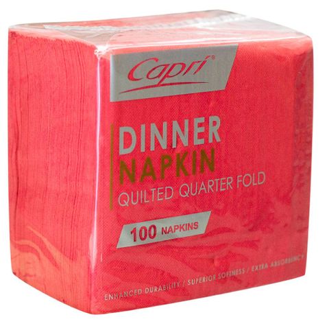 CAPRI DINNER QUILTED 1/4 (QUARTER FOLD) RED NAPKINS - 1000 - CTN