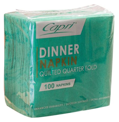 CAPRI DINNER QUILTED 1/4 (QUARTER FOLD) DARK GREEN NAPKINS  - 1000 -CTN