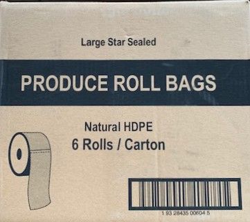 TP LARGE 20 X 15 PRODUCE ROLL BAGS NATURAL HDPE  20X15 (RBSS) - 6 ROLLS -CTN