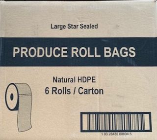 TP LARGE 20 X 15 PRODUCE ROLL BAGS NATURAL HDPE  20X15 (RBSS) - 6 ROLLS -CTN