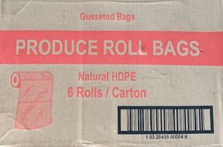 TP PRODUCE ROLL PLASTIC GUSSET BAG - 18 X 14 ( 450mm L x 250mm W + 100mm G ) - RBG1814 - 6 ROLLS - CTN