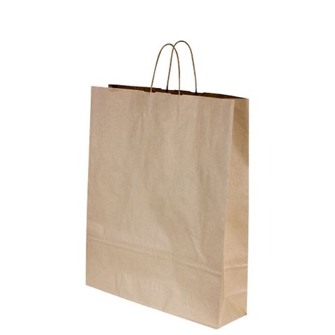 CAPRI BROWN KRAFT PAPER CARRY BAG MEDIUM 480 X 340 + 90MM TWIST HANDLE - C-PB3328 - 250 - CTN