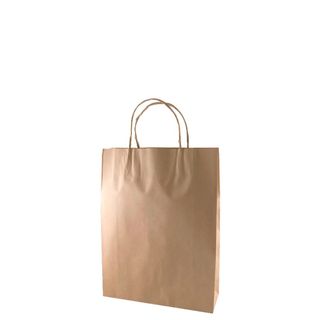 CAPRI BROWN KRAFT RETAIL PAPER CARRY BAG SMALL 350 X 260 + 90MM TWIST HANDLE - EC-PB3326 - 25 - PKT