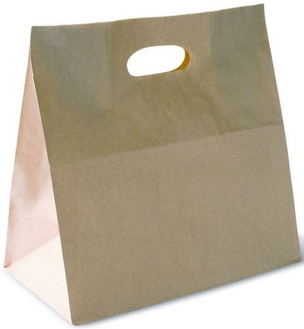 DETPAK BROWN PAPER CARRY BAG - D BAG (DIE-CUT HANDLE) 280X280+150MM(G) C040S0010 - 500 - CTN