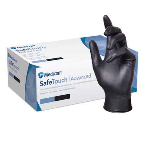 MEDICOM SAFETOUCH ADVANCE GUARD BLACK NITRILE PF GLOVES - XX-LARGE ( 1138F ) - 1000 - CTN