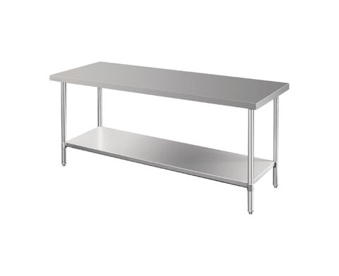 VOGUE STAINLESS STEEL CENTRE TABLE WORKBENCH - 900mm H x 1800mm W x 900mm D WITH GALVANISED UNDERSHELF - ( GL279 ) - EACH