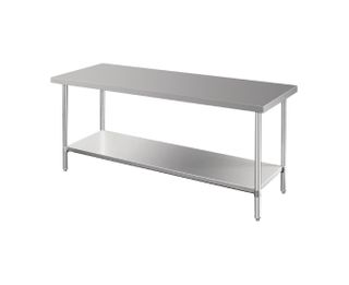 VOGUE STAINLESS STEEL CENTRE TABLE - 900mm H x 1800mm W x 900mm D WITH GALVANISED UNDERSHELF - ( GL279 ) - EACH