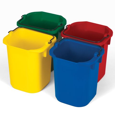 RUBBERMAID DISINFECTING PAILS - 4 PACK OF 4.8L PAILS - 1 x Blue, 1 x Red, 1 x Green, 1 x Yellow - FG9T8301 - SET