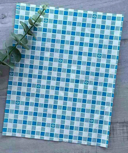 GINGHAM LIGHT BLUE GREASE PROOF PAPER 1/2 CUT 400X330MM - 1000 - REAM