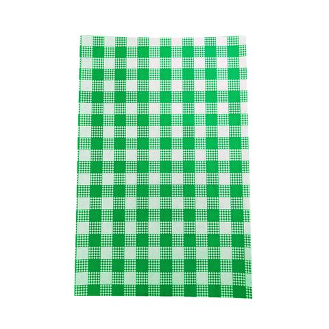 GINGHAM GREEN GREASE PROOF PAPER 1/2 CUT 400X330MM - 1000 - REAM