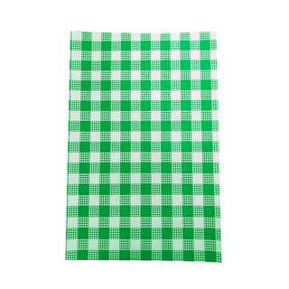 GINGHAM GREEN GREASE PROOF PAPER 1/2 CUT 400X330MM - 1000 - REAM