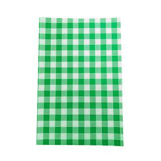GINGHAM GREEN GREASE PROOF PAPER 1/2 CUT 400X330MM - 1000 - REAM