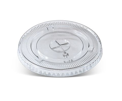 GREENMARK CLEAR PET RECYCLABLE FLAT LID WITH X SLOT - 14 / 16 / 20 / 24oz ( 98mm dia ) - FL98PET - 100 - SLV