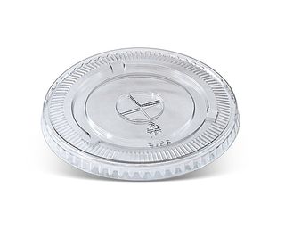 GREENMARK CLEAR PET RECYCLABLE FLAT LID WITH X SLOT - 14 / 16 / 20 / 24oz ( 98mm dia ) - FL98PET - 100 - SLV