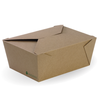 BIOPAK Extra Large Lunch box - 197x140x90mm - FSC Mix - kraft - 200 - ( BB-LBXL-4 ) - CTN ( 50 / SLV )