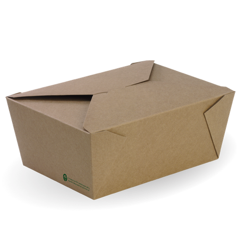 BIOPAK Extra Large Lunch box - 197x140x90mm - FSC Mix - kraft - 50 - ( BB-LBXL-4 ) - SLV
