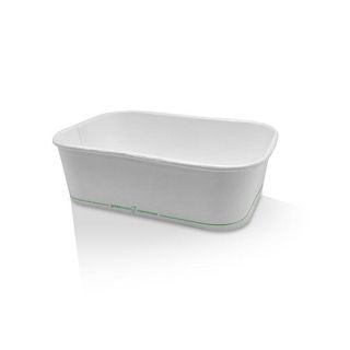 GREENMARK WHITE RECTANGULAR CONTAINERS PLA COATED - 650ML - WRC650 - 50 - SLV ( PAPER WAY )