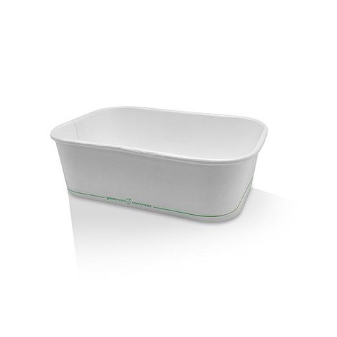 GREENMARK WHITE RECTANGULAR CONTAINERS PLA COATED - 650ML - WRC650 - 300 - CTN ( PAPER WAY )