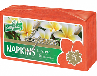 CASTAWAY ELEGANCE LUNCH RED NAPKIN - 310 X 310M - CA-NAPELR - 100 - PKT