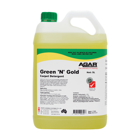 AGAR GREEN 'N' GOLD CARPET DETERGENT - HWE ( GECA CERTIFIED ) - 5L