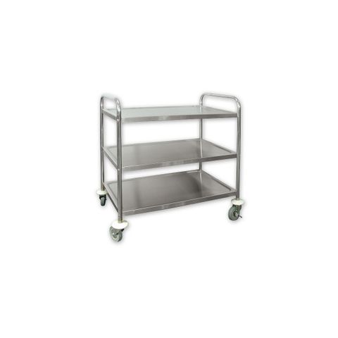 CATERRAX STAINLESS STEEL SERVICE TROLLEY - 3 SHELF / TIER - 860MM L X 535MM W X 940MM H - TR-530 - EACH